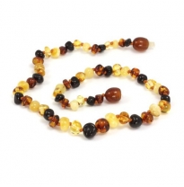 baltic amber baby necklace, round beads, multi